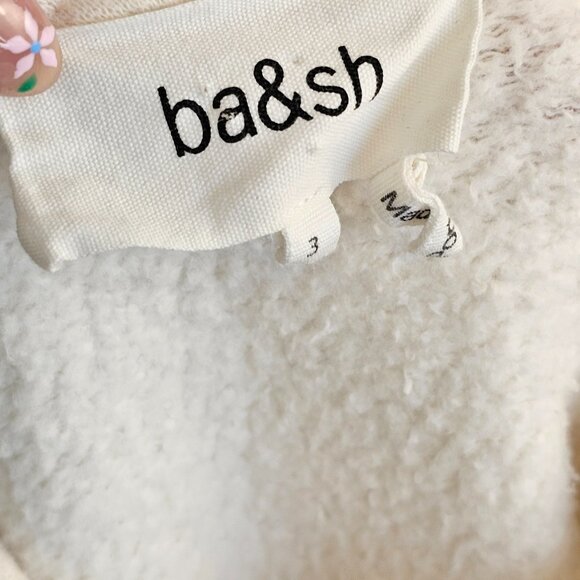 Ba&sh White Cream Cropped Sweater w/ Gold Zip Neckline - Picture 6 of 9